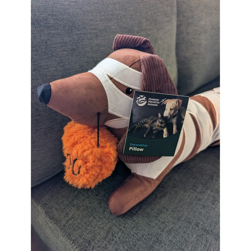 Halloween Mummy Dachshund Decorative Pillow 24in Brown Puppy Weiner Dog Doxie